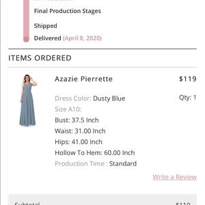 Dusty blue bridesmaid dress size 10